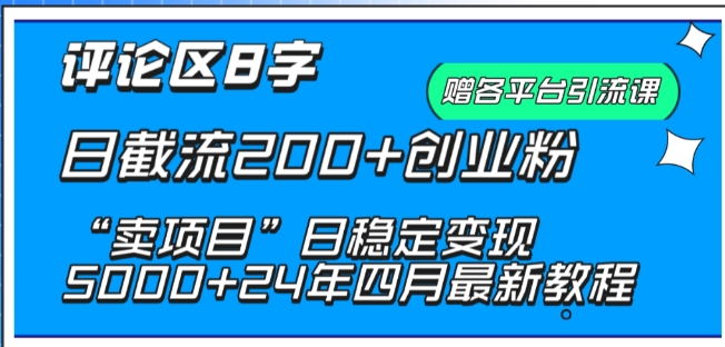 抖音评论区8字日截流200+创业粉 “卖项目”日稳定变现5000+【揭秘】_豪客资源库