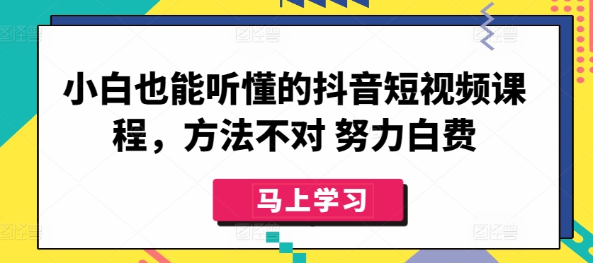 小白也能听懂的抖音短视频课程,方法不对 努力白费_豪客资源库