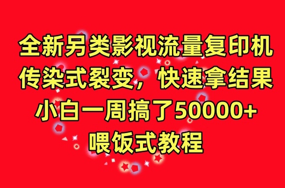 全新另类影视流量复印机，传染式裂变，快速拿结果，小白一周搞了50000+，喂饭式教程【揭秘】_豪客资源库