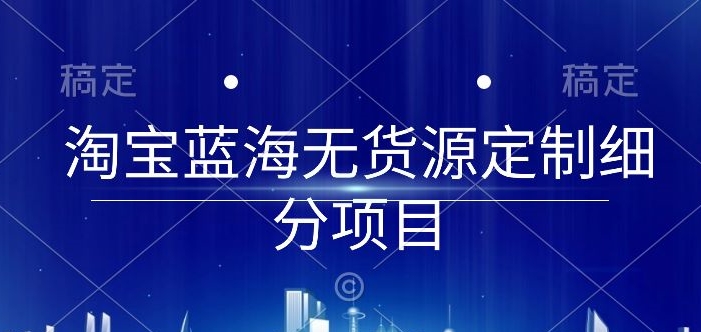 淘宝蓝海无货源定制细分项目，从0到起店实操全流程【揭秘】_豪客资源库