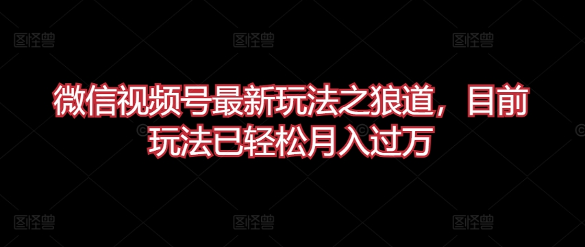 微信视频号最新玩法之狼道，目前玩法已轻松月入过万【揭秘】_豪客资源库