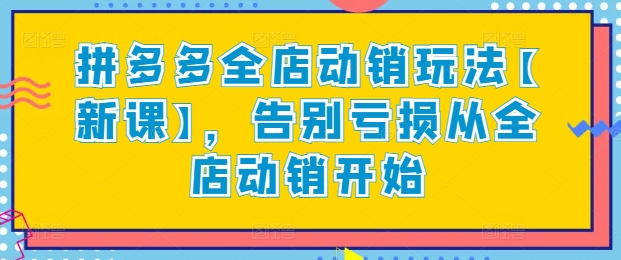 拼多多全店动销玩法【新课】，告别亏损从全店动销开始_豪客资源库