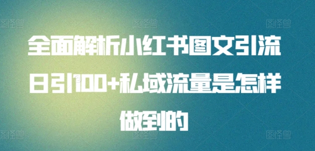 全面解析小红书图文引流日引100+私域流量是怎样做到的【揭秘】_豪客资源库