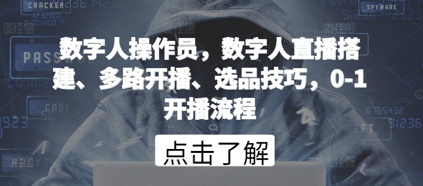 数字人操作员，数字人直播搭建、多路开播、选品技巧，0-1开播流程_豪客资源库