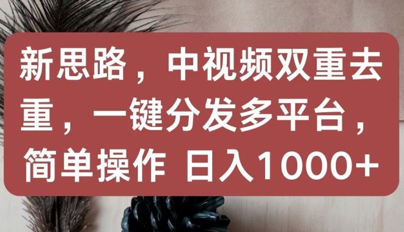 新思路，中视频双重去重，一键分发多平台，简单操作，日入1000+【揭秘】_豪客资源库