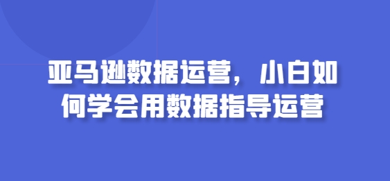 亚马逊数据运营，小白如何学会用数据指导运营_豪客资源库