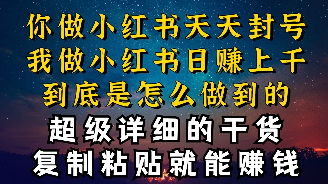 都知道小红书能引流私域变现，可为什么我能一天引流几十人变现上千，但你却频频封号违规被限流【揭秘】_豪客资源库