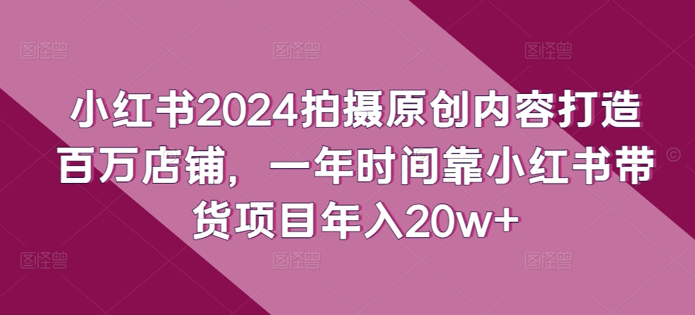 小红书2024拍摄原创内容打造百万店铺，一年时间靠小红书带货项目年入20w+_豪客资源库