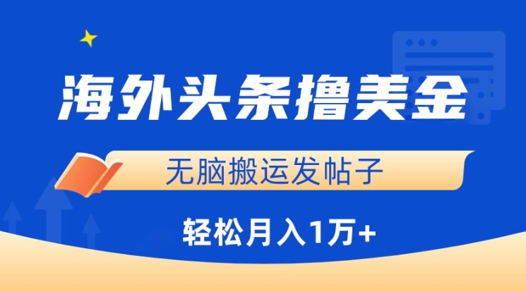 海外头条撸美金,无脑搬运发帖子,月入1万+,小白轻松掌握【揭秘】_豪客资源库