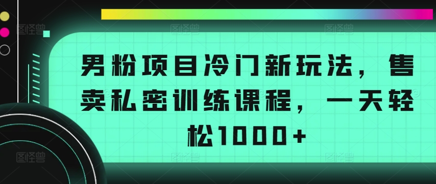 男粉项目冷门新玩法，售卖私密训练课程，一天轻松1000+【揭秘】_豪客资源库