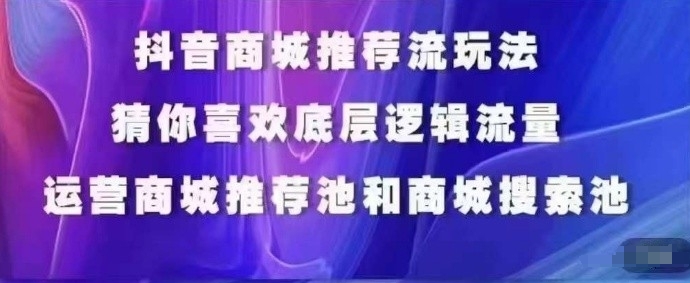 抖音商城运营课程，猜你喜欢入池商城搜索商城推荐人群标签覆盖_豪客资源库