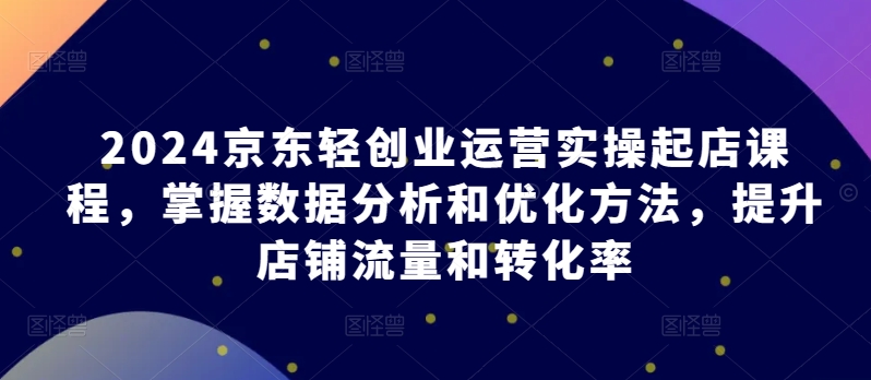 2024京东轻创业运营实操起店课程,掌握数据分析和优化方法,提升店铺流量和转化率_豪客资源库