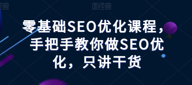零基础SEO优化课程,手把手教你做SEO优化,只讲干货_豪客资源库