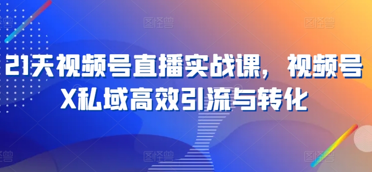 21天视频号直播实战课，视频号X私域高效引流与转化_豪客资源库