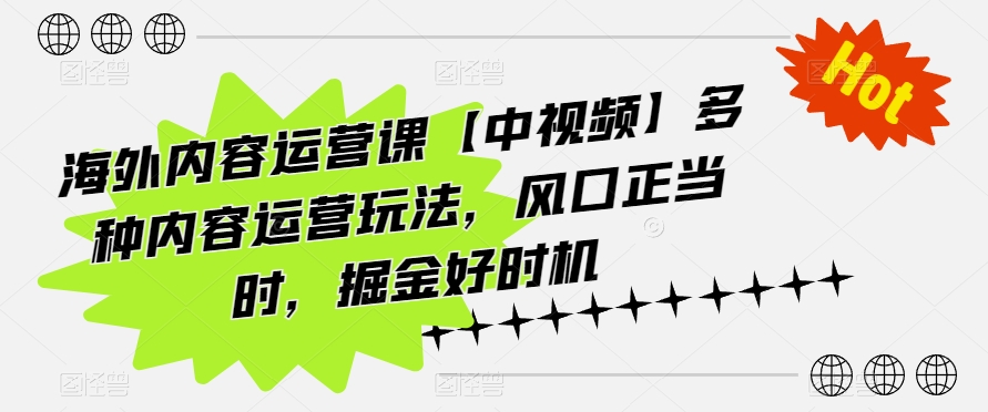 海外内容运营课【中视频】多种内容运营玩法,风口正当时,掘金好时机_豪客资源库