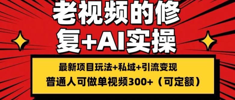 修复老视频的玩法，搬砖+引流的变现(可持久)，单条收益300+【揭秘】_豪客资源库