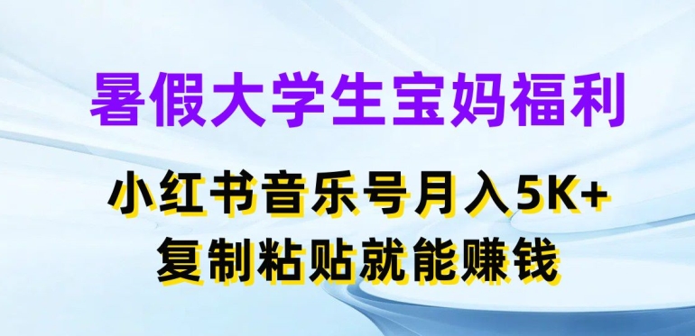 暑假大学生宝妈福利,小红书音乐号月入5000+,复制粘贴就能赚钱【揭秘】_豪客资源库