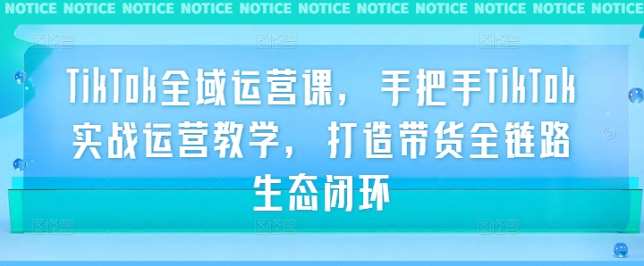TikTok全域运营课，手把手TikTok实战运营教学，打造带货全链路生态闭环_豪客资源库