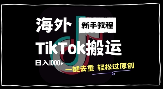 2024最新海外TikTok搬运玩法，一键去重轻松过原创，新手无经验也能日入1k【揭秘】_豪客资源库