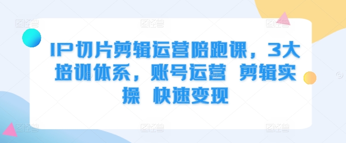 IP切片剪辑运营陪跑课，3大培训体系，账号运营 剪辑实操 快速变现_豪客资源库