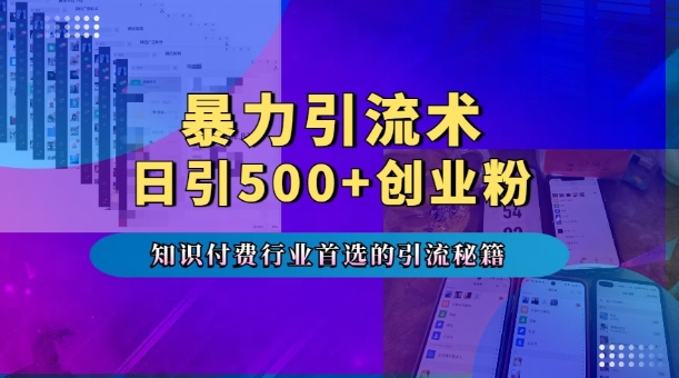 暴力引流术，专业知识付费行业首选的引流秘籍，一天暴流500+创业粉，五个手机流量接不完!_豪客资源库