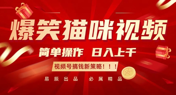 爆笑猫咪视频：简单操作，日入过K，视频号搞钱新策略【揭秘】_豪客资源库