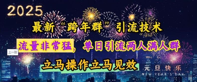 最新“跨年群”引流，流量非常猛，单日引流两人满人群，立马操作立马见效【揭秘】_豪客资源库