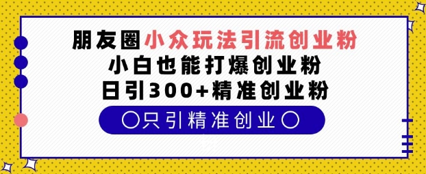 朋友圈小众玩法引流创业粉，小白也能打爆创业粉，日引300+精准创业粉【揭秘】_豪客资源库