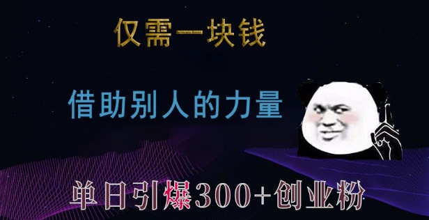 仅需一块钱,借助别人的力量,单日引爆300+创业粉、兼职粉【揭秘】_豪客资源库