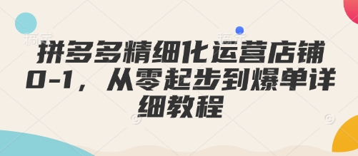 拼多多精细化运营店铺0-1，从零起步到爆单详细教程——豪客资源创业项目网-豪客资源_豪客资源库