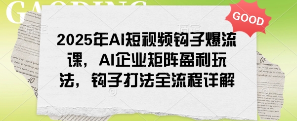 2025年AI短视频钩子爆流课,AI企业矩阵盈利玩法,钩子打法全流程详解——豪客资源创业项目网-豪客资源_豪客资源库