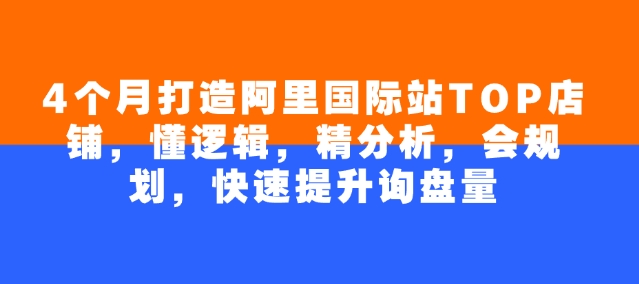 4个月打造阿里国际站TOP店铺，懂逻辑，精分析，会规划，快速提升询盘量——豪客资源创业项目网-豪客资源_豪客资源库