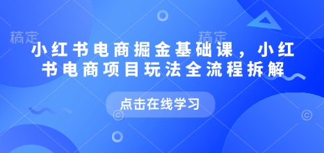 小红书电商掘金课，小红书电商项目玩法全流程拆解——豪客资源创业项目网-豪客资源_豪客资源库