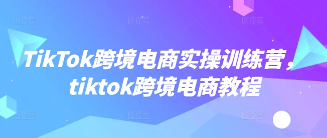 TikTok跨境电商实操训练营，tiktok跨境电商教程——豪客资源创业项目网-豪客资源_豪客资源库