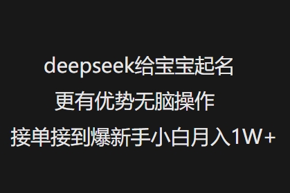 deepseek给宝宝起名更有优势无脑操作接单接到爆新手小白月入1W+——豪客资源创业项目网-豪客资源_豪客资源库