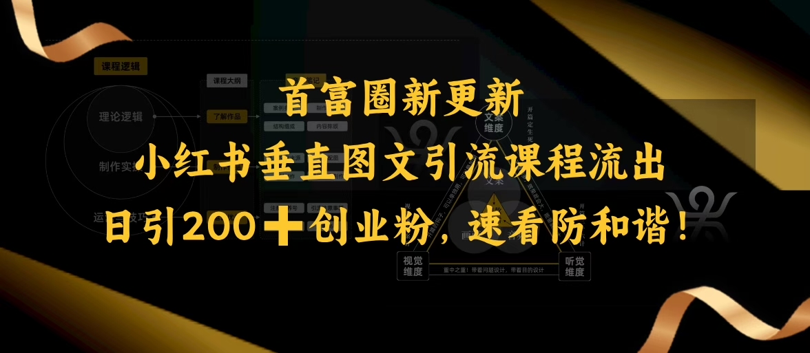 小红书垂直图文引流课程流出，日引200+创业粉，速看防和谐——豪客资源创业项目网-豪客资源_豪客资源库