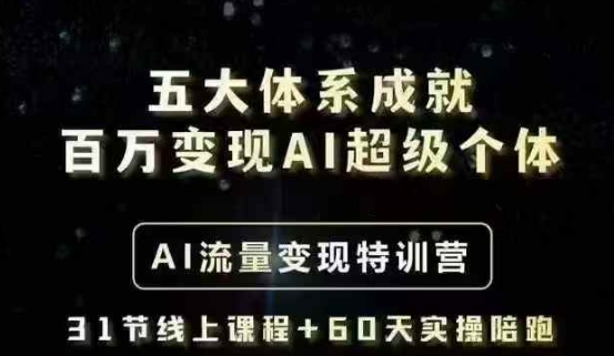 五大体系成就百万变现AI超级个体- AI流量变现特训营,一步一步教你一个人怎么年入百W——豪客资源创业项目网-豪客资源_豪客资源库