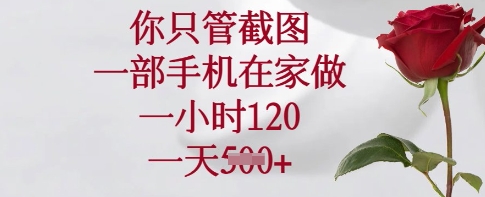 你只管截图，一部手机在家做，一小时120.一天5张【揭秘】——豪客资源创业项目网-豪客资源_豪客资源库