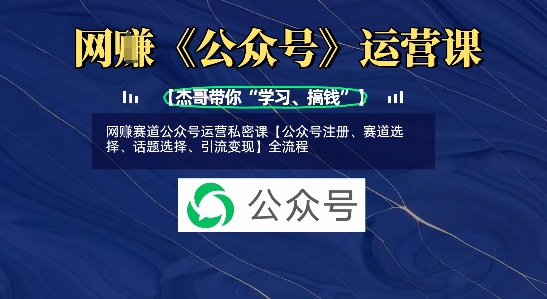 网创赛道公众号运营私密课【公众号注册、赛道选择、话题选择、引流变现】全流程_豪客资源库