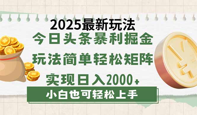 （14120期）今日头条2025最新玩法，思路简单，复制粘贴，轻松实现矩阵日入2000+_豪客资源创业项目网-豪客资源_豪客资源库