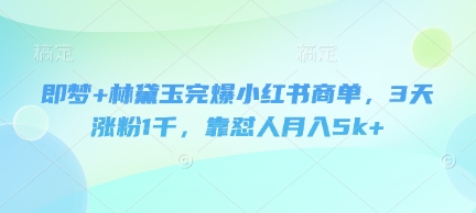 即梦+林黛玉完爆小红书商单，3天涨粉1千，靠怼人月入5k+——豪客资源创业项目网-豪客资源_豪客资源库