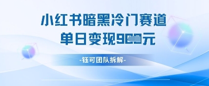 小红书冷门”暗黑”赛道，单日收益多张——豪客资源创业项目网-豪客资源_豪客资源库