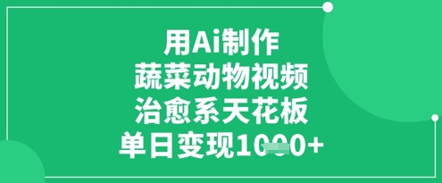 用Ai制作蔬菜动物视频，治愈系天花板，单日变现1k——豪客资源创业项目网-豪客资源_豪客资源库