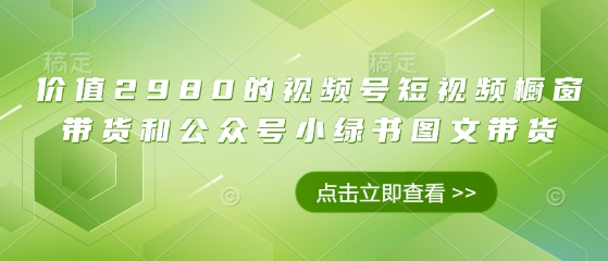 价值2980的视频号短视频橱窗带货和公众号小绿书图文带货——豪客资源创业项目网-豪客资源_豪客资源库