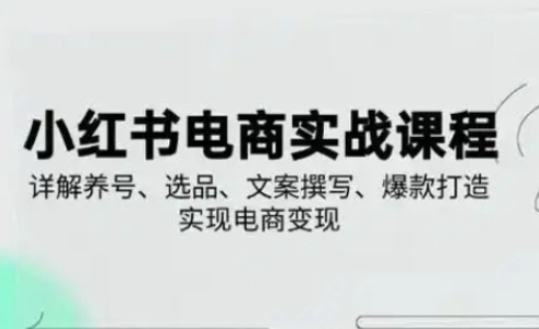 小红书从0-1实操课(2023-2025)，详解养号、选品、文案撰写、爆款打造实现电商变现——豪客资源创业项目网-豪客资源_豪客资源库
