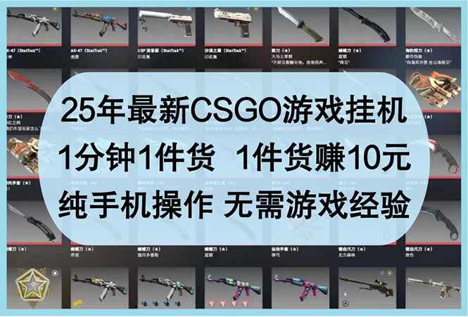 （14439期）25年最新CSGO游戏挂机，1分钟1件货，1件货赚10元 纯手机操作 无需游戏经验_豪客资源创业项目网-豪客资源_豪客资源库