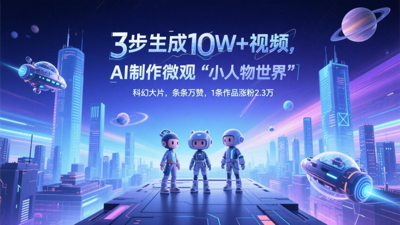 三步生成10W+视频，AI制作微观“小人物世界”科幻大片，条条万赞，1条作品涨粉2.3万_豪客资源创业网-豪客资源_豪客资源库