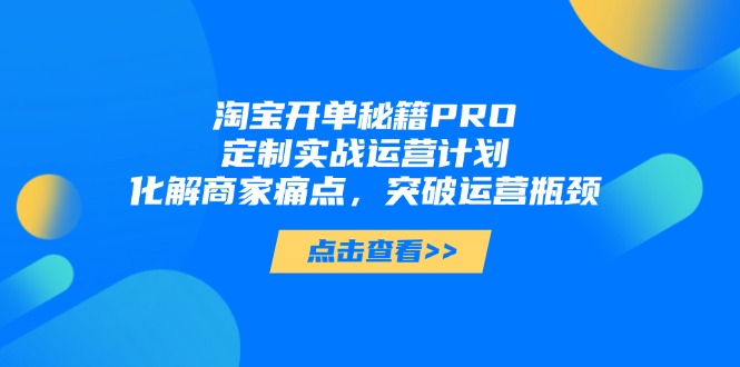 （14642期）淘宝开单秘籍PRO，定制实战运营计划，化解商家痛点，突破运营瓶颈_豪客资源创业项目网-豪客资源_豪客资源库