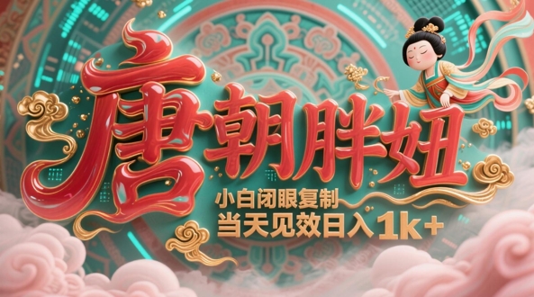 用AI克隆“唐朝胖妞”日更3条，平台疯狂推流，小白闭眼复制，当天见效，日入1k+——豪客资源创业项目网-豪客资源_豪客资源库