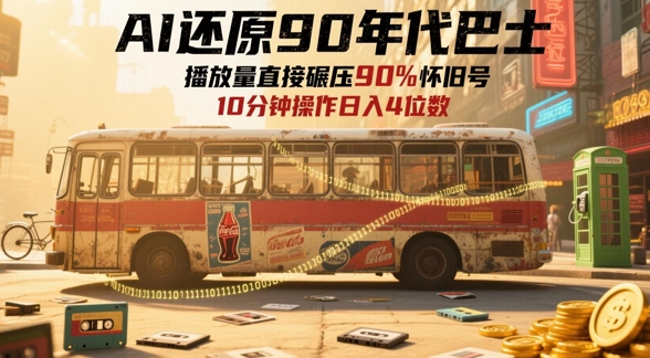 AI还原90年代巴士,一帧就让70后泪崩,播放量直接碾压90%怀旧号,每天操作十分钟,日入四位数——豪客资源创业项目网-豪客资源_豪客资源库